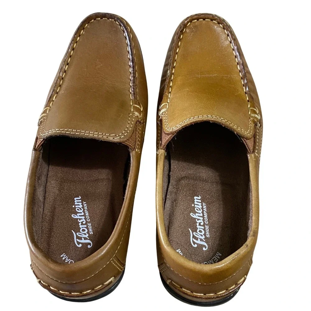 Florsheim Jasper Jr Boys Moc Toe Venetian Loafer Size 3 W Tan Prep School Church